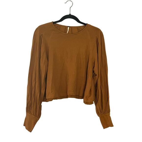 Free People Tops - Free People boho Long-Sleeve Blouse – Size Small Mustard Gold Brown